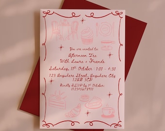 Editable Afternoon Tea Party Invitation Template - Digital & Printable Download