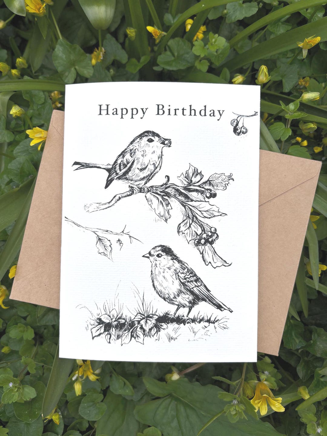 Robin Birthday Card, Hand Drawn Bird Illustration, Cute Animal Greeting ...