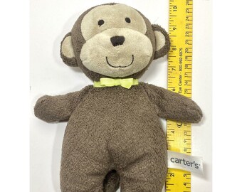 Carters Plush Monkey Baby Rattle Lovey 9 in Soft Stuffed Toy