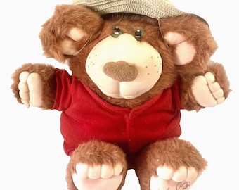 Furskin Plush Bear by Xavier Roberts Dudley 14 in Red Romper and Hat