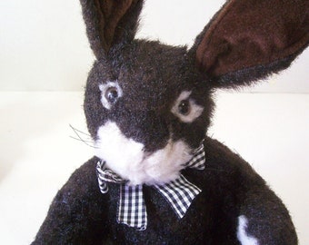 Briarwood Bunny Rabbit RUSS Plush Stuffed Jointed Dark Brown 15 in Plaid Bow