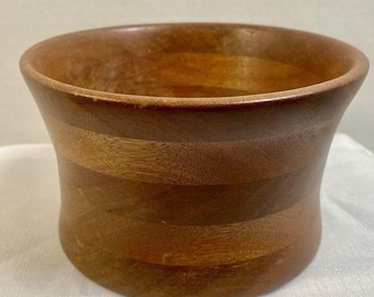 Vintage Hand Turned Wooden Bowl 6.5 Diameter 4 Tall MCM Rustic