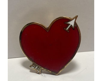 Vintage Valentine Red Cupid Heart Pin Brooch Marked NORCROSS 1990s