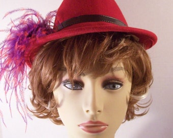 Womens Charter Club Wool Hat Red Fedora Made in Italy S-M w Accessory