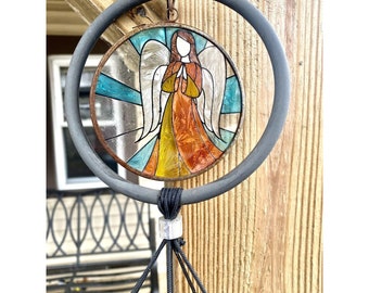Stained Glass Angel Wind Chime If Tears Could Build a Stairway 31 inch