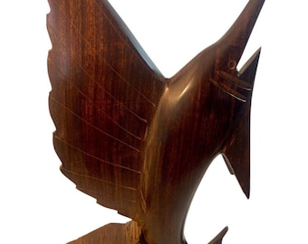 VTG Hand Carved Sailfish Swordfish Figurine Wood Marlin 12.5 in Nautical Decor