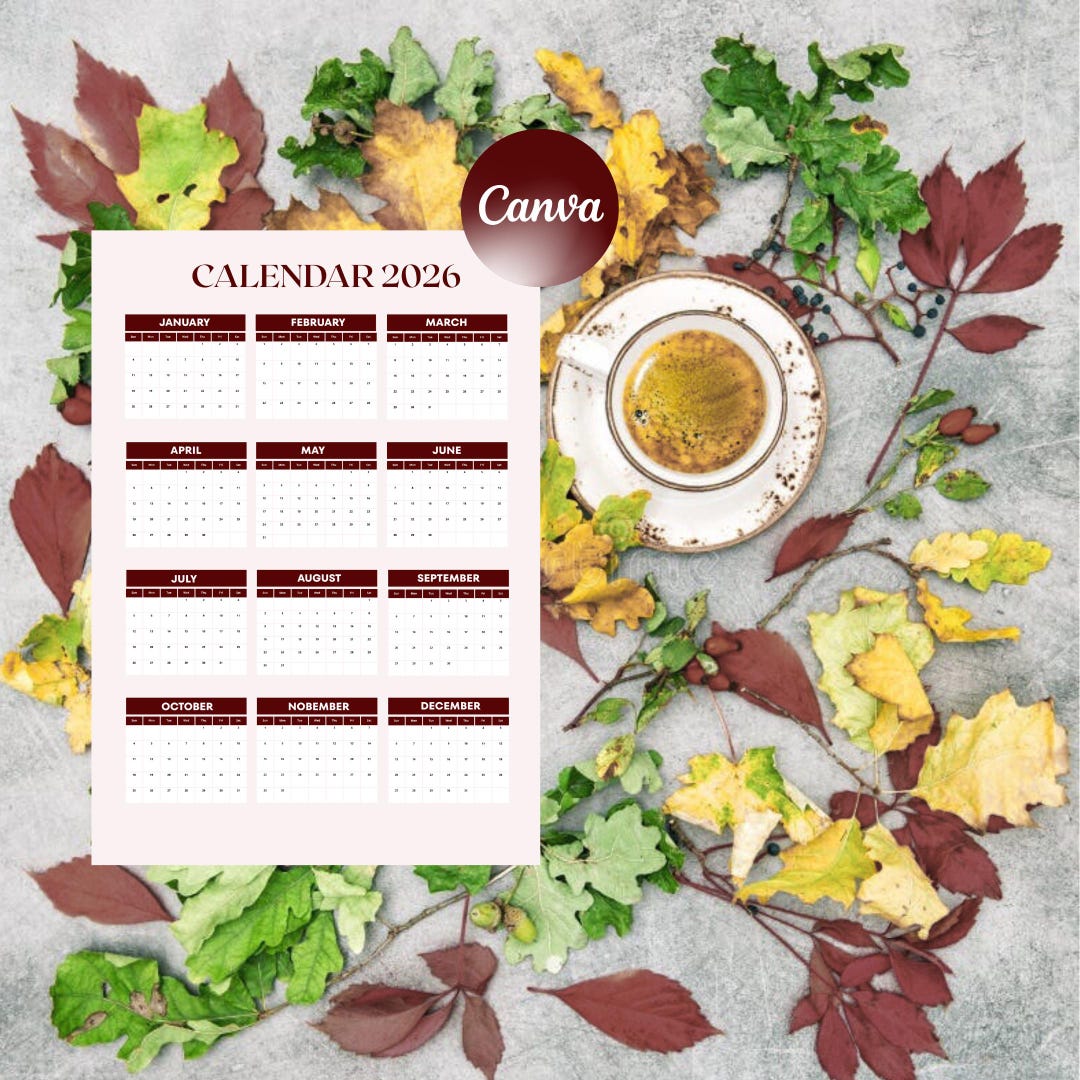 2026 Sunday Start Calendar - One Page - Printable PDF - A4+US Letter ...