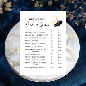 Bride Or Groom Game, Guess Who Bride or Groom Game, Bridal Shower Game, Printable Template, Bridal Editable Canva Template, Couples Shower