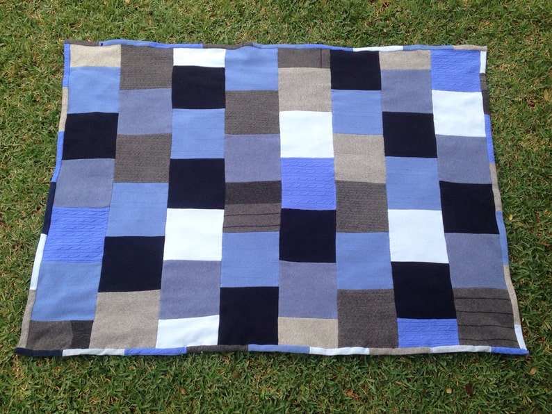 Upcycled Blue Blocks Cashmere Blanket Throw Quilt in Brooklyn Etsy