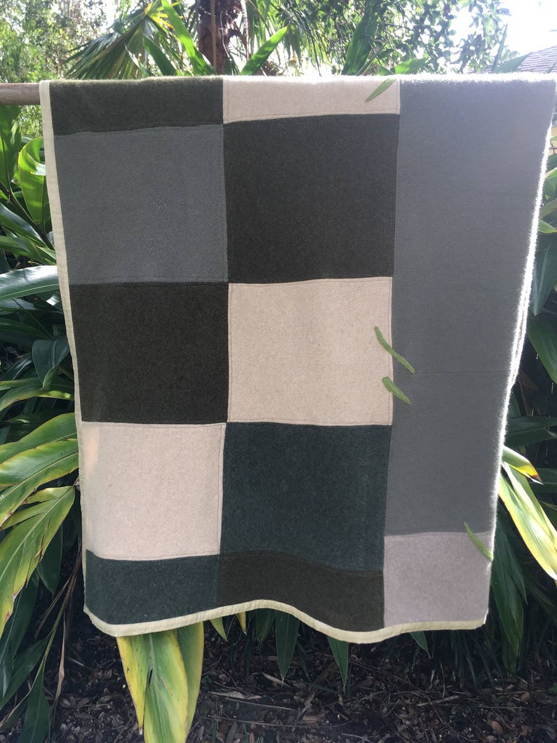 Upcycled Cashmere Blanket Throw Quilt With Silk Binding Etsy