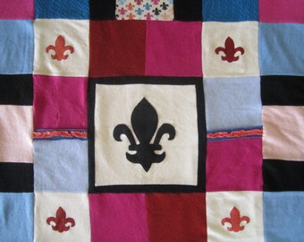 Manta de cachemira francesa París Fleur de Lis Lys Edredón Reutilizado Reciclado Upcycled
