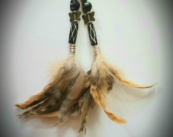 Skull Fairy Bone & Feather Earrings