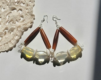 Bone Shell Glowing Golden Quartz Sterling Silver Earrings