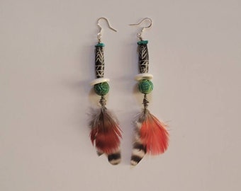 Elemental Bone Stone Shell Feather Earrings