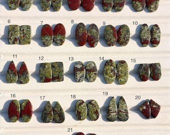 Dragon Jasper Pair Cabochon | Natural Dragon Vein Jasper Matching Pair | Handmade Jewelry Stone | Unique Pattern Jasper Gemstone