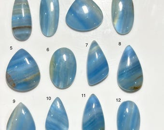 Polished Blue Onyx Gemstone, Natural Stone for Jewelry Making, DIY Crafts