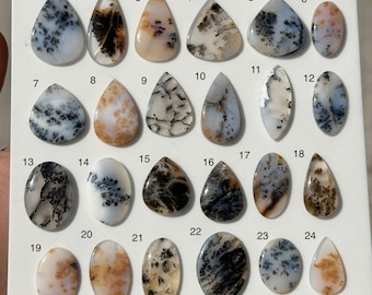 Russian Dendritic Agate Cabochon | Natural Moss Landscape Stone for Jewelry Making