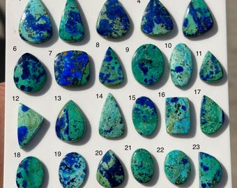 Bluebird Malachite Azurite Cabochon | Natural Blue Green Gemstone for Jewelry Supply