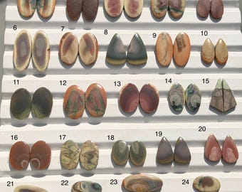 Imperial Jasper Matching Pair Cabochons for Jewelry Making, Crystal Healing Stone