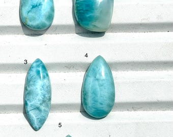 Natural Larimar Cabochon | Dominican Blue Ocean Stone for Jewelry Making