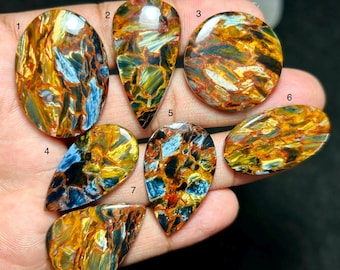 Cabujón de pietersita natural / Gema azul dorada para la fabricación de joyas