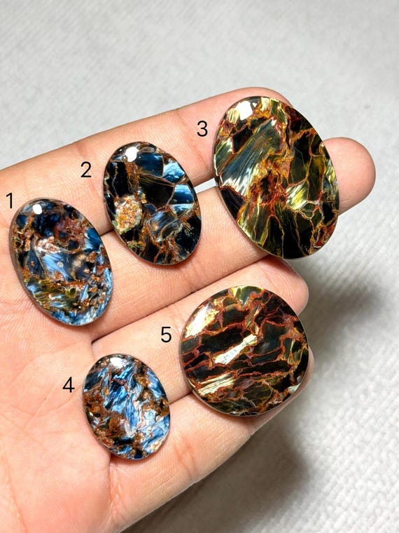Natural Pietersite Gemstone Cabochon, Blue Gold Mix Shape, Jewelry Making Stone