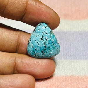 Natürlicher tibetischer Türkis Cabochon (19.90 Cts, 22X20X8 MM)