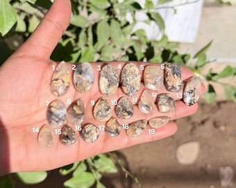 Tiger Dendrite Gemstone Cabochon | Natural Brown Black Moss Pattern Stone