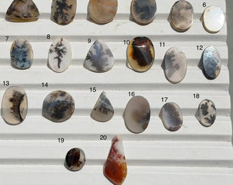 Shazar Scenic Dendritic Agate Cabochons: 20-Piece Lot for Jewelry Making