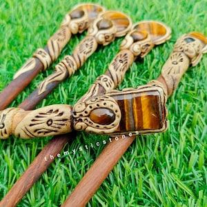 Tiger Eye Crystal Hair Stick: Gemstone Hair Jewelry