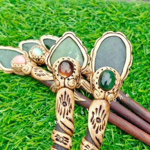 Green Aventurine Crystal Hair Stick: Gemstone Hair Jewelry
