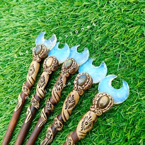 Opalite Crystal Hair Stick: Polymer Clay Gemstone Hair Jewelry
