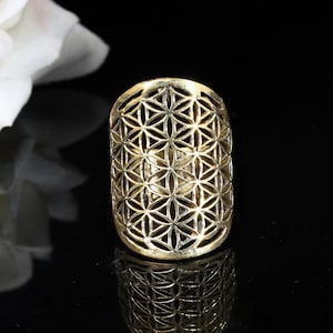 Gold Flower of Life Ring | Sacred Geometry Mandala Ring