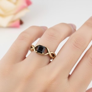 Genuine Black Onyx Ring, Solitaire Statement Jewelry