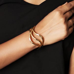 Wavy Cuff Bracelet: Handmade Vintage Statement Jewelry