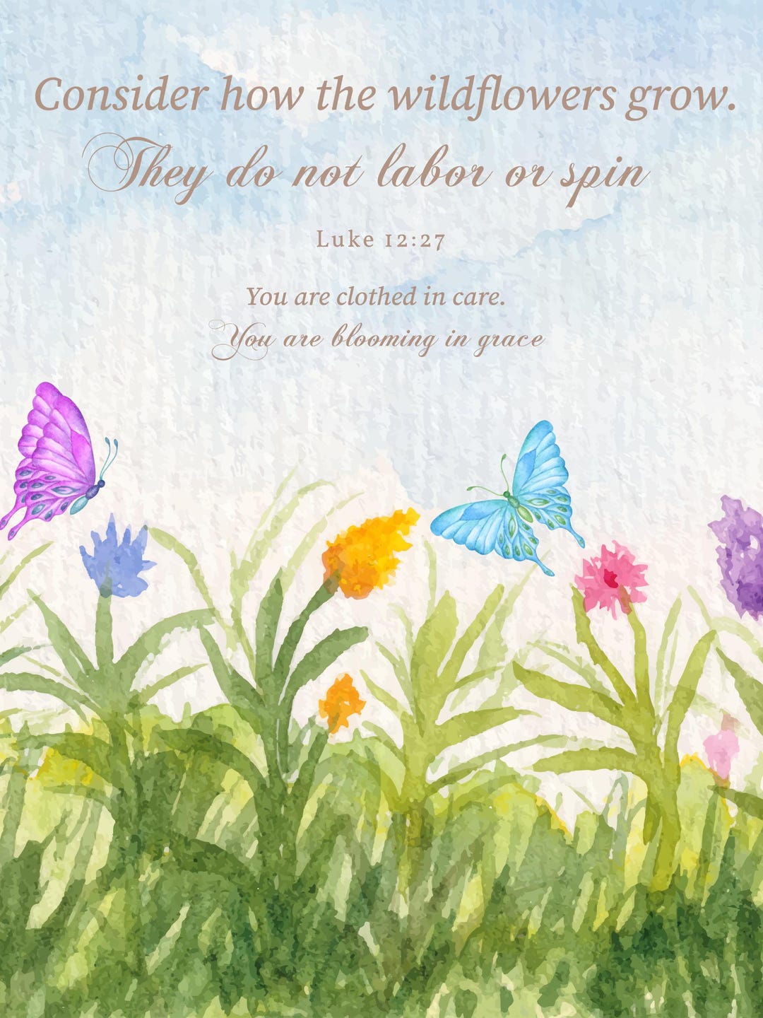 Wildflower Scripture Christian Nursery Wall Art – Consider the Wildflowers Bible Verse Print ...