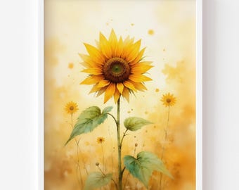Sunflower Fields Art Print – Rustic Summer Botanical Wall Decor (Digital Download)