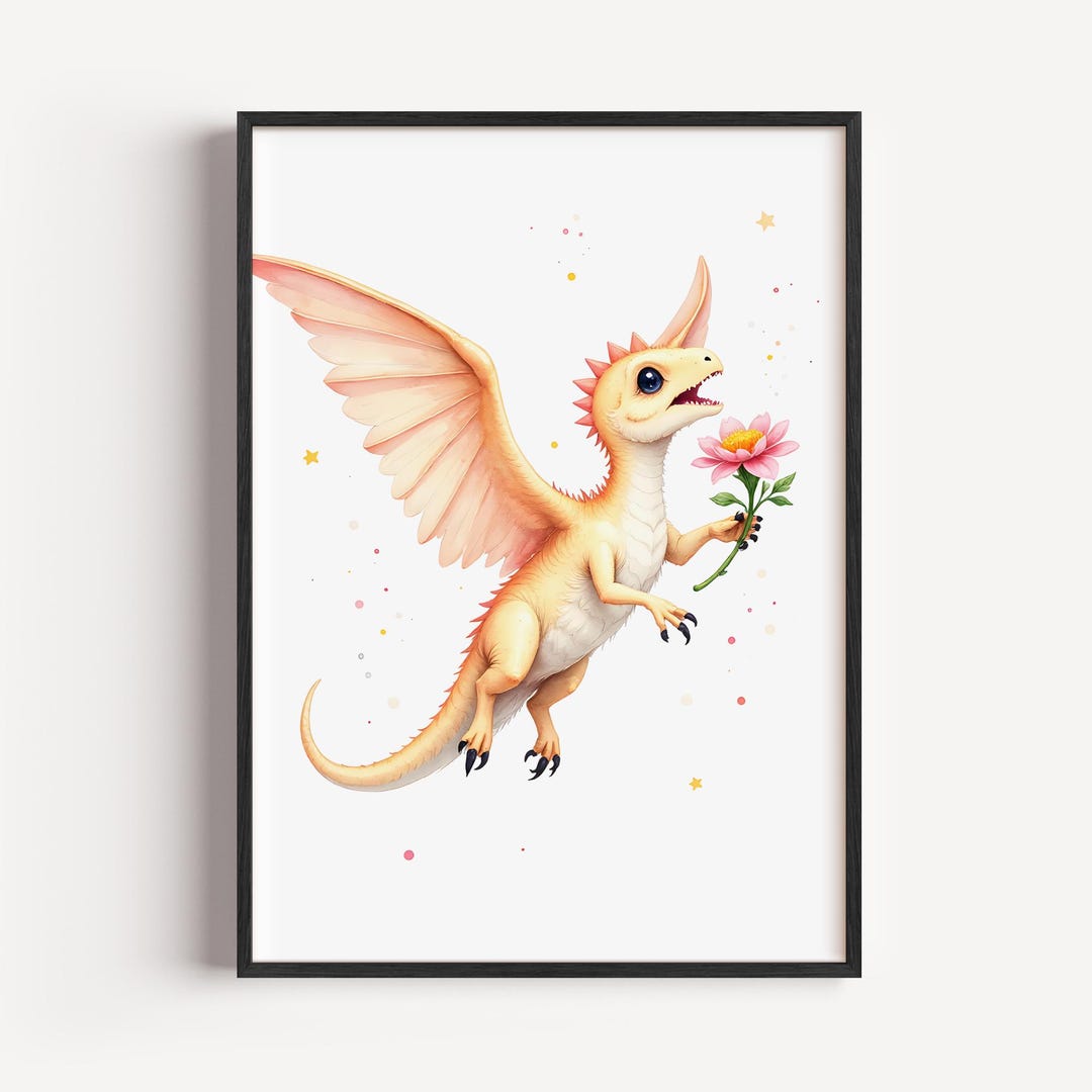 Whimsical Dragon Nursery Art Printable - Playful Fantasy Decor, Kawaii ...
