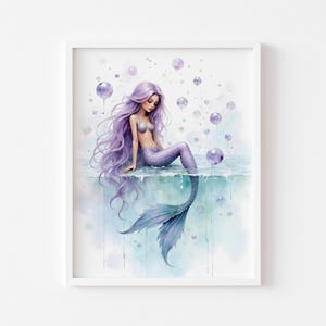 Printable Mermaid Wall Art - Enchanting Ocean Fantasy, Magical Underwater Decor, Pastel Sea Landscape, Digital Painting for Home 293