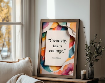 Creativity Quote Printable Wall Art, Artist Studio Decor, Colorful Abstract Office Poster, Inspirational Digital Download