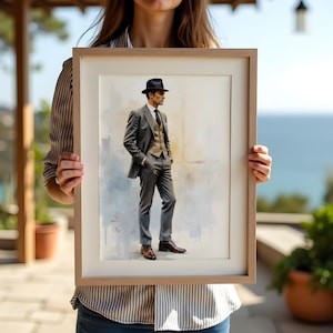 Vintage Dapper Gentleman Suit Illustration – Retro Fashion Wall Art (Digital Download)
