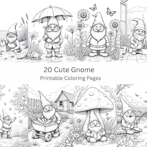 Gnome Coloring Pages: 20 Whimsical Fantasy Art Designs (PDF Download)