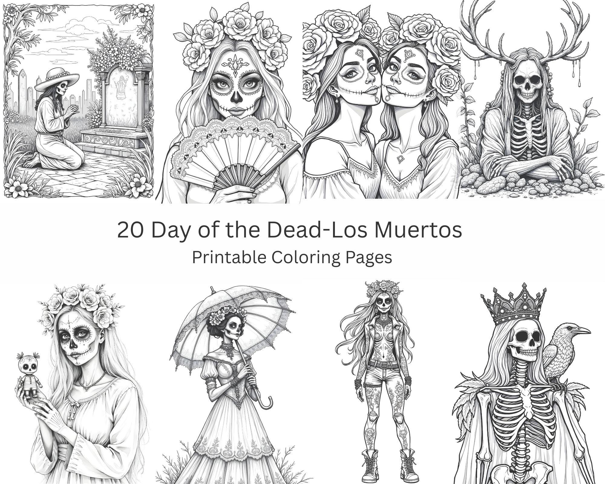 Dia de los muertos coloring pages - Etsy België, image size:2000x1600