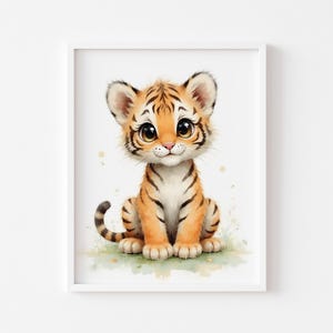 Printable Cute Baby Tiger Illustration - Nursery Wall Art, Adorable Animal Print, Jungle Safari Decor, Digital Download, Baby Room Art 132