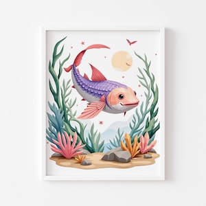 Colorful Fish Underwater Scene Print: Vibrant Coral Reef Art (Digital Download)