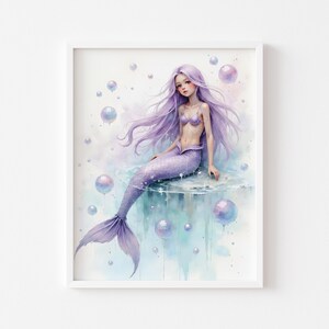 Enchanting Mermaid Printable Art - Pastel Ocean Fantasy, Ethereal Watercolor Mermaid Decor, Magical Sea Wall Art, Digital Download 323