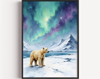 Eisbär - Nordlichter – Stimmungsvolle arktische Winterlandschaft (Digitaler Download)