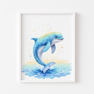 &quot;Aquarell Delfin Poster: Verspielte Ozean Szene, Küstenwand Kunst (Digitaler Download 47)&quot;