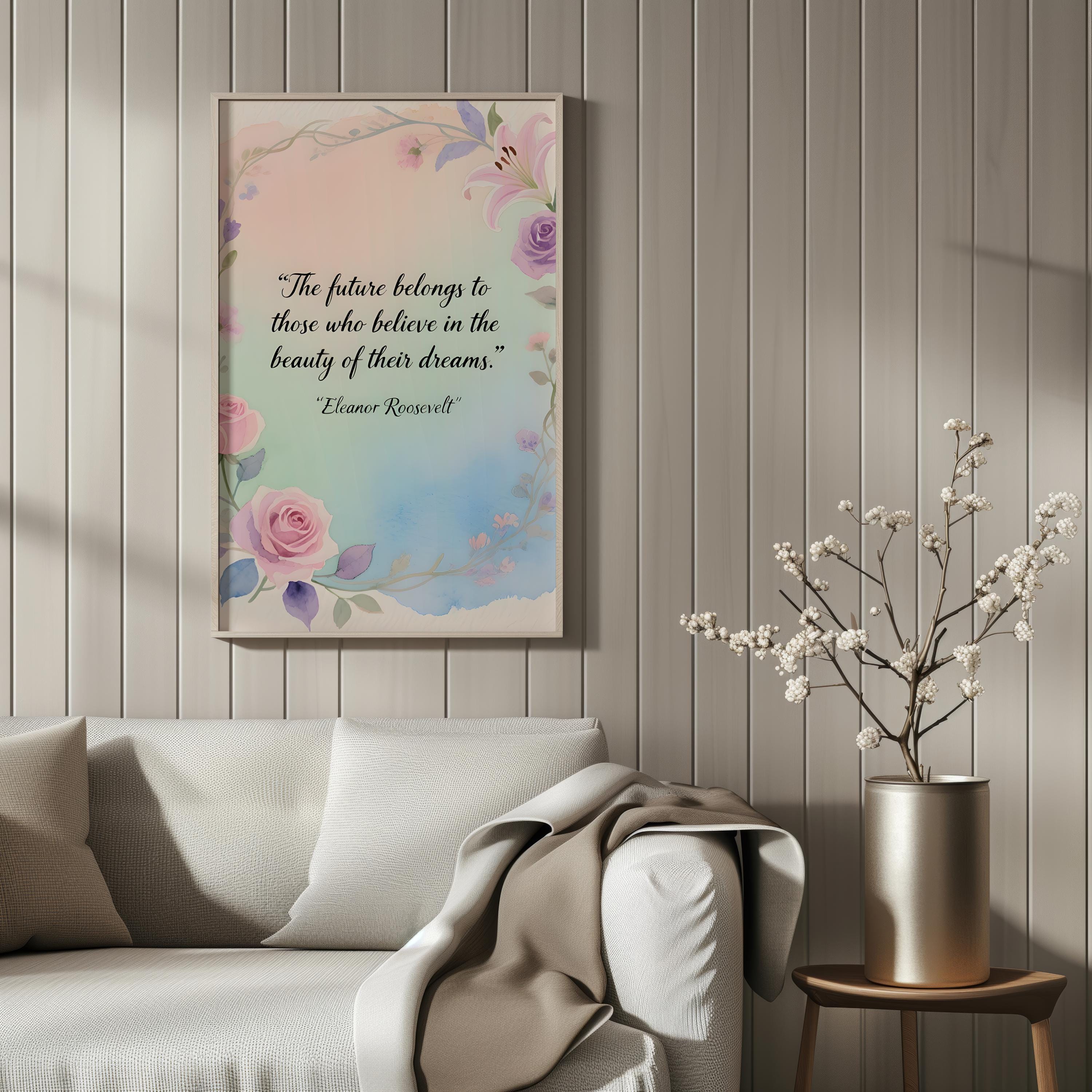 Inspirational Quote Printable Wall Art - Soft Romantic Floral Design ...