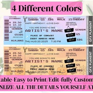 Concert Ticket Template Editable: Invitiation ticket (Canva PDF Download)